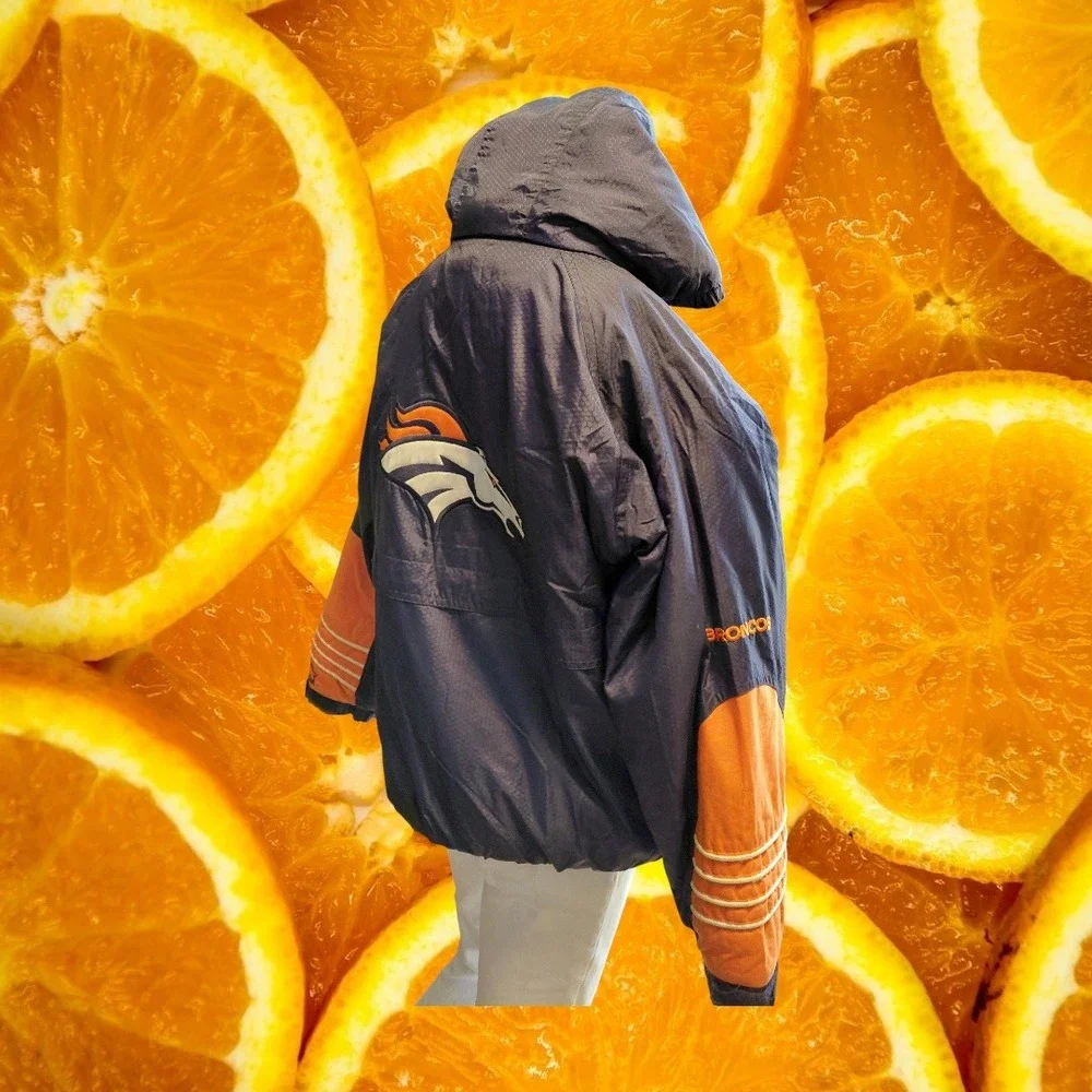 Starter Denver‎ Broncos Pullover Anorak Jacket Kids Size M Orange Navy Blue
